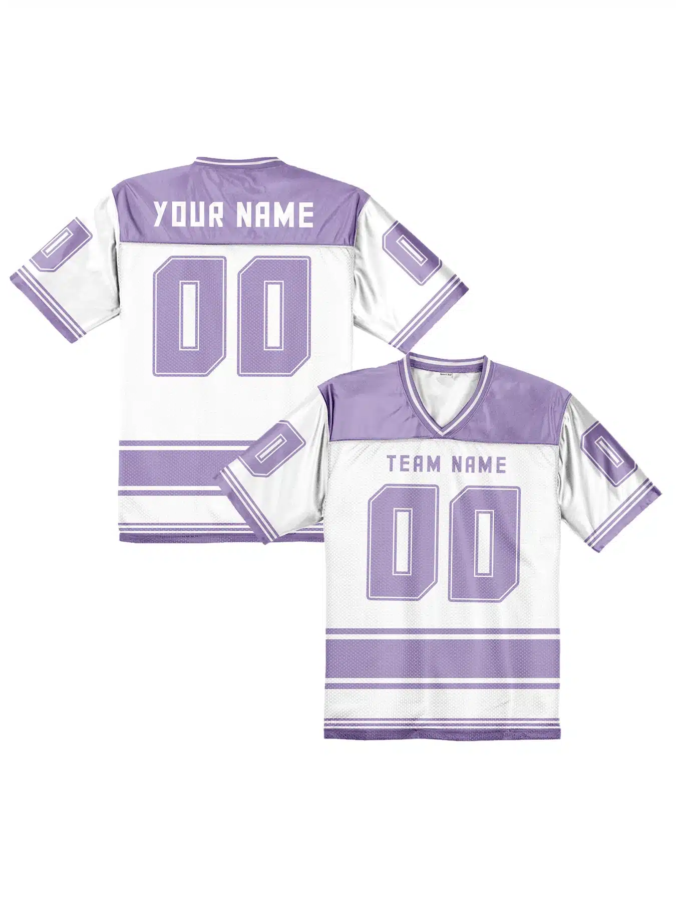 Maillot de Football Américain Personnalisable – Blanc & Lilas