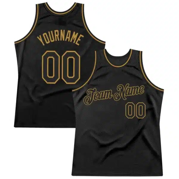 Maillot de Basket Personnalisable Noir & Or – Style Rétro