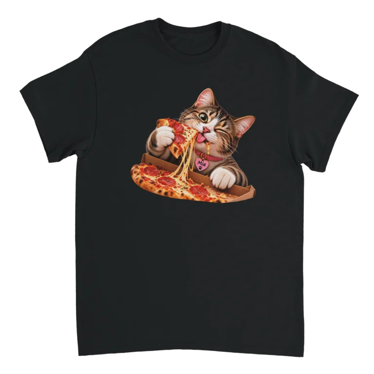 T-shirt personnalisé chat photo pizza