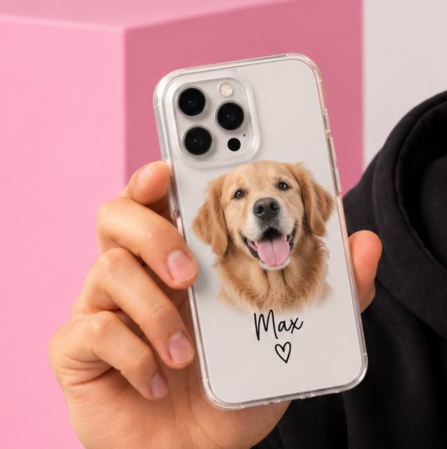Coque personnalisée avec photo de chien et prénom Max