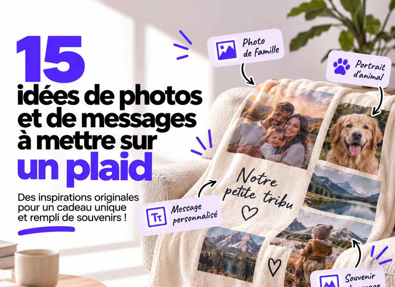 15 idées de photos et de messages à mettre sur un plaid