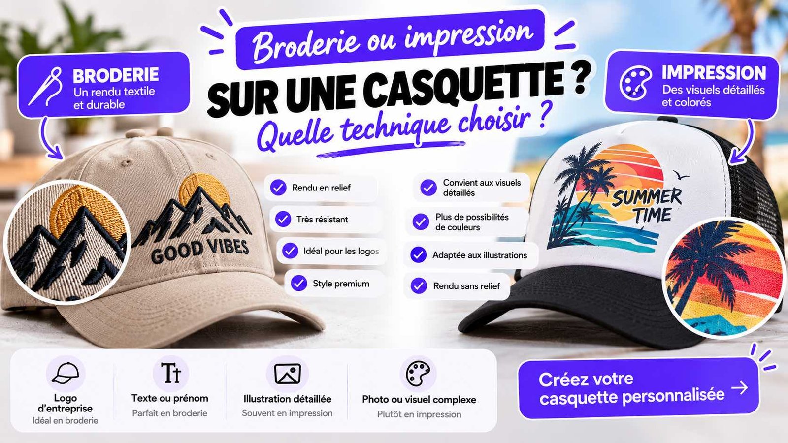 broderie ou impression casquette