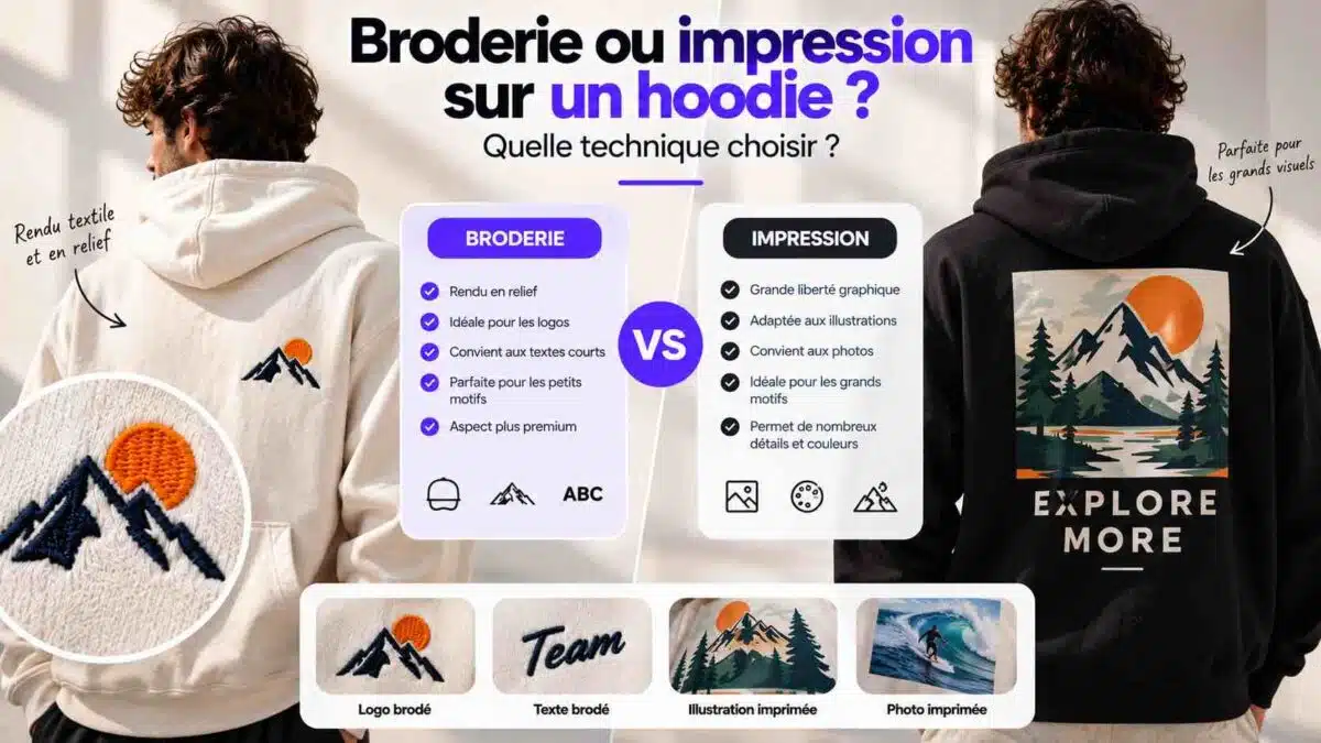 broderie ou impression hoodie