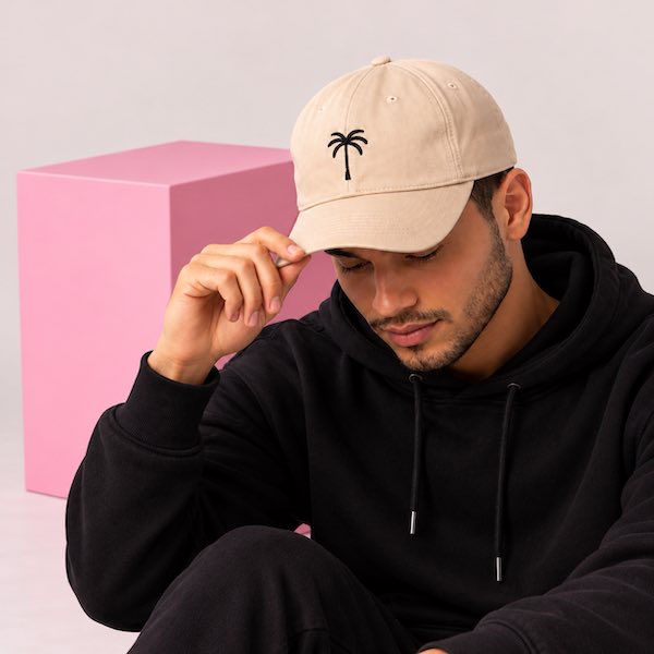 Casquette beige personnalisée avec broderie